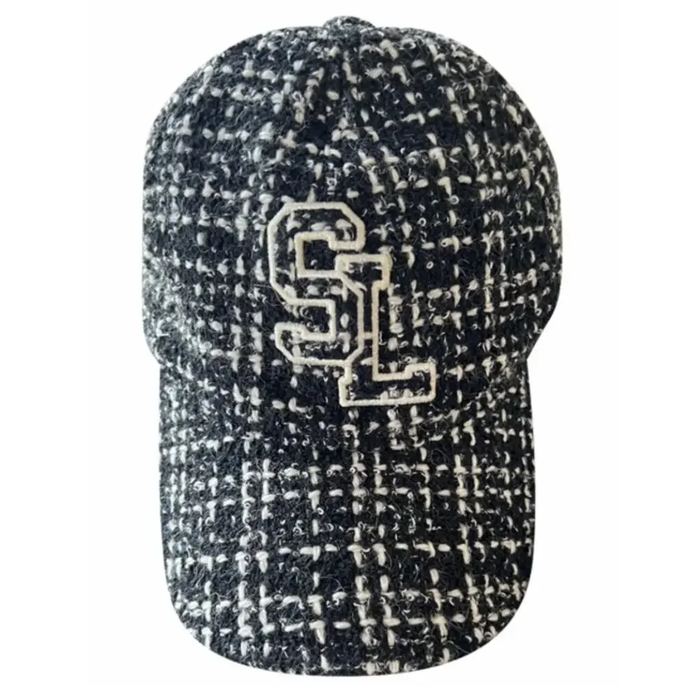 Saint Laurent YSL Tweed Wool Blend Logo Baseball Cap 56 Small